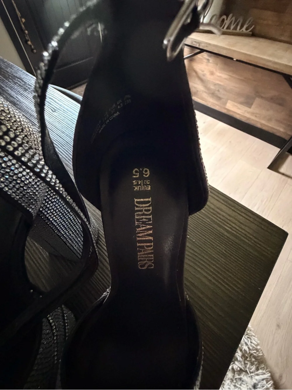 Dream Pairs Black-Rhinestone Platform Ankle-Strap Heels
